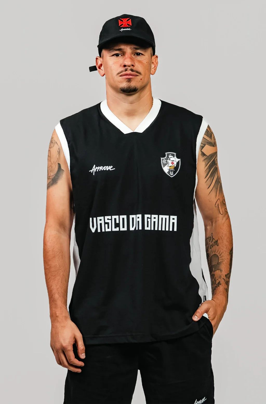 Regata Retro Approve X Vasco Faixa Preta Preto